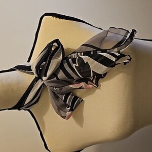 Long Sheer Black & Pink Scarf